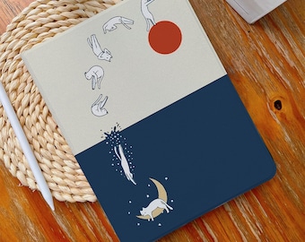 Cat Diving in Dream iPad Case with Pencil Holder for iPad Air 4/5 iPad Pro 12.9&quot; 11&quot; 9.7&quot;, iPad Mini 6, iPad 9/8/7, 10.2&quot;, 2022/2021