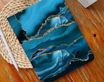 Waves Gilt Art iPad Case iPad Air 4/5 Case with Pencil Holder iPad Pro 12.9"  iPad Pro 11"  iPad Mini 4 / 4th / 5, 7, 12.9, 10.2, 2020