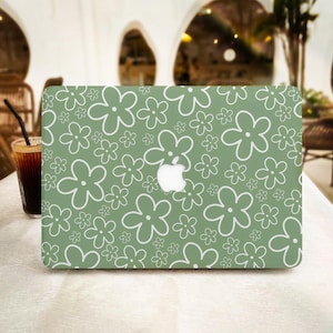 Flowers Green MacBook Case Cover for Air 13 15 Macbook Case, M1 M2 Air 13 A2681,A2337, A2338, Pro 13 14 15 16, 2022 2021 2020 Laptop Case