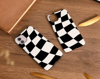 Black And White Checkered iPhone Case For iPhone 15 14 12 13 Pro Max XR 11 Pro Max iPhone SE Case Tough Snap Cover Unique Kawaii Case