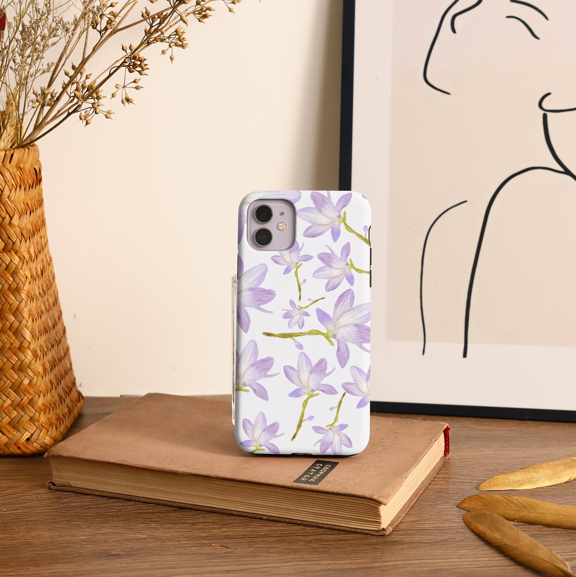 パープルフラワー iPhone 16e 16 15 14 12 13 Pro Max XR 11 Pro Max