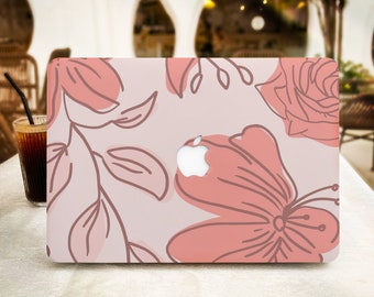 Flower Line MacBook Hülle für MacBook Pro 13 14 15 16 , MacBook Air 13 in M2, Laptop Hard Case Schutzhülle für 11 12 Laptops