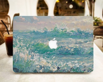 Housse pour MacBook, peinture à l'huile Ocean Wave pour coque Air 13 15, M1 M2 Air 13 A2681, A2337, A2338, Pro 13 14 15 16 2022 2021 2020 Housse pour ordinateur portable