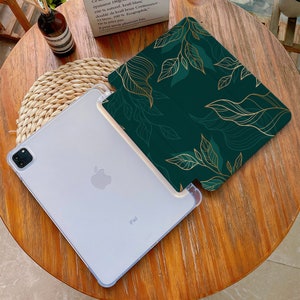 Blackish Green Leaves iPad Case iPad Air 4/5 Case mit Pencilhalter iPad Pro 12.9 11 Mini 6/5/4, 10/9/8/7, 10.2, 2022/2021 Bild 4