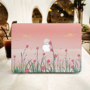 Pink Floral MacBook Case Cover for Air 13 15 Case,M1 M2 Air 13 A2681, A2337, A2338, Pro 13 14 15 16,2022 2021 2020 Laptop Case