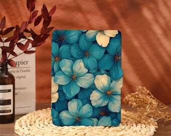 Blue Flowers Kindle Case Cover Paperwhite 12 2024 Paperwhite 2021 Paperwhite 6.8 Case Kindle 10th 11th Generation Kindle 6"Cover 2022
