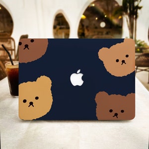 Kawaii Bear Head MacBook Case for New MacBook Pro 16 15 Macbook Air 15 14 13 MacBook Retina 15 13 12 Apple Laptop 2022 2021 2020 Cover