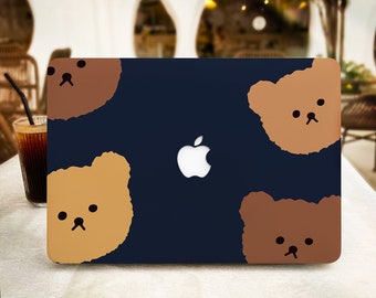 Kawaii Bear Head MacBook Case for New MacBook Pro 16 15 Macbook Air 15 14 13 MacBook Retina 15 13 12 Apple Laptop 2022 2021 2020 Cover