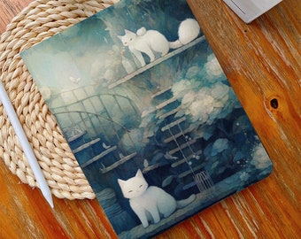 Cute Cartoon Cat iPad Case iPad Air 4/5 Case with Pencil Holder iPad Pro 12.9&quot; 11&quot; Mini 6/5/4, 10/9/8/7, 10.2&quot;, 2022/2021