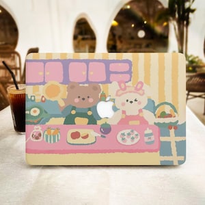 Cartoon Bear Cute Cover for MacBook Pro 13 14 15 16 ,MacBook Air 13 in M2,Laptop Hard Case Protective Cover for 11 12 Laptops,Macbook Cases