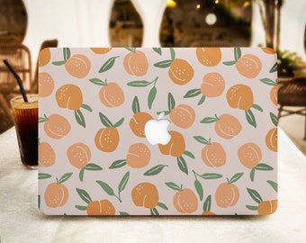 Fruit Peach Pattern MacBook Case for New MacBook Pro 16 15 Macbook Air 15 14 13 MacBook Retina 15 13 12 Apple Laptop 2022 2021 2020 Cover