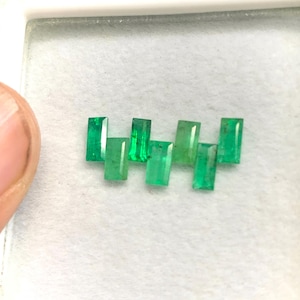 Natural Emerald Mixed Size Baguette Gemstone 1.50 Ct, Real Zambian Emerald Faceted Step Cut Layout Lot.