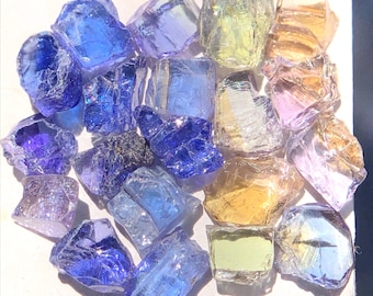 Rough Tanzanite Lot, 20 Blue Green Gemstones (3-6.5 MM)