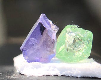 2.10 CT. Natural Zoisite Tanzanite Rough Lot • 2 Pcs Green & Blue Color Raw Gemstones • Collector’s Healing Crystals