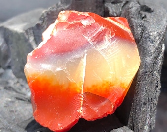 Orange White Chalcedony Raw Stone, 64 Carats