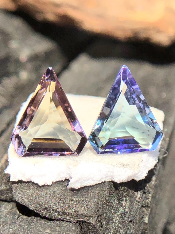 Unheated Superman Cut Tanzanite Pair, Bio Color Zoisite Gemstones