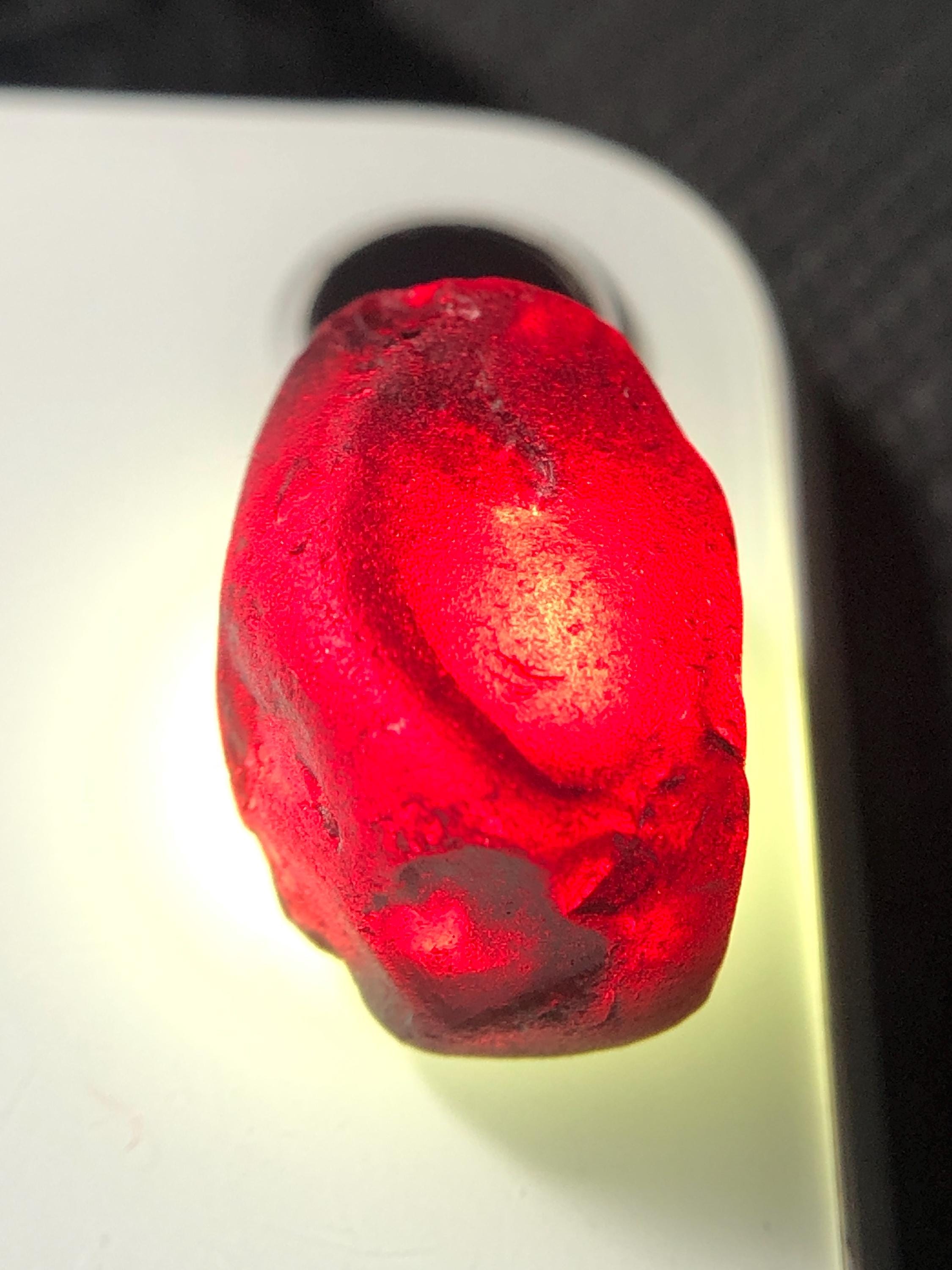 Natural Mozambique Garnet Rough, 27.65 Carats Red Black Specimen