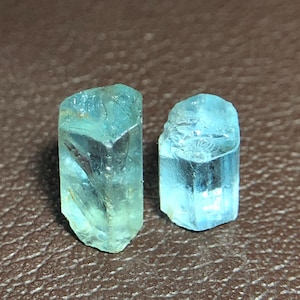 6 CT Natural Aquamarine Rough – 2 Pieces of Stunning Blue Green Crystals for Jewelry Making, Wire Wrapping or Healing – Raw Uncut Gemstones