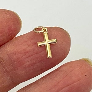 14k Gold Filled Tiny Cross Charm: USA Made Jewelry Finding (7x11mm)