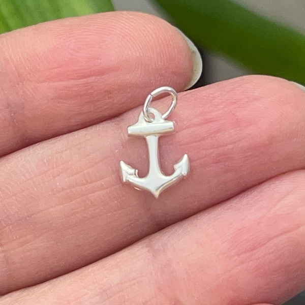 Tiny Anchor Charm, Petit charme d’ancre pour collier, Charme d’ancre en argent sterling, 925 Argent fabriqué aux États-Unis fabrication de bijoux, cadeau pour elle