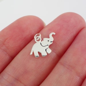 Sterling Silver Tiny Elephant Charm, Small Elephant Charm for Necklace Bracelet Earring, 925 Silver made in USA necklace jewelry making