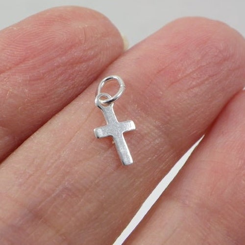 Sterling Silver Small Tiny Cross Charm Mini Etsy