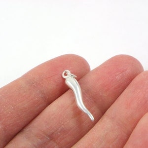 Italian HORN charm silver, Italian horn Pendant silver, Italian good luck Protector Horn charm, Horn pendent Sold Per Piece, Gift for her