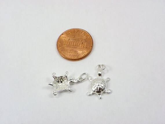 Tiny Turtle Sterling Silver Charm, Made in the USA Tiny Turtle Sterling Silver Charm, Made in the USA