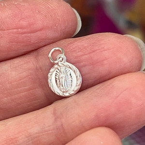 Our lady Guadalupe charm sterling silver, Religion Catholic pendent, gift ideas