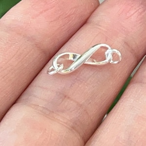 Tiny INFINITY connector silver charm, small infinity,  Unending time Sterling silver infinity symbol charm connector silver eternity shape