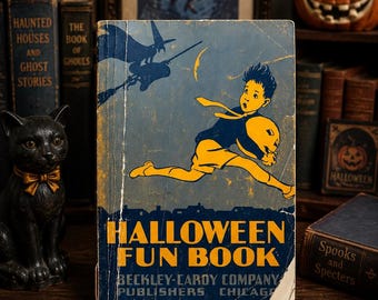 1936 Halloween Fun Book Vintage Children’s Party Games Poems Plays Witch Ghost Pumpkin Ephemera Antique Halloween Decor Collectible
