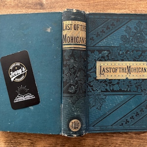 1800s Last of the Mohicans Book by James Fenimore Cooper Antique Leather Bound Classic American Frontier Novel Historical Fiction
