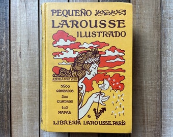 Vintage French Paris Book Art Deco Dictionary 1938 Pequeno Larousse Ilustrado