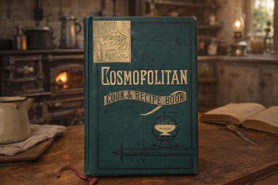 1882 Cosmopolitan Cook Recipe Book Moore & Cole Antique Cookbook Victorian Advertising Cookbook Vintage Kitchen Book