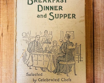 Vintage Cookbook Breakfast Dinner and Supper Cook Book Retro Kitchen Decor Farmhouse Cooking Baking Dessert Recipes