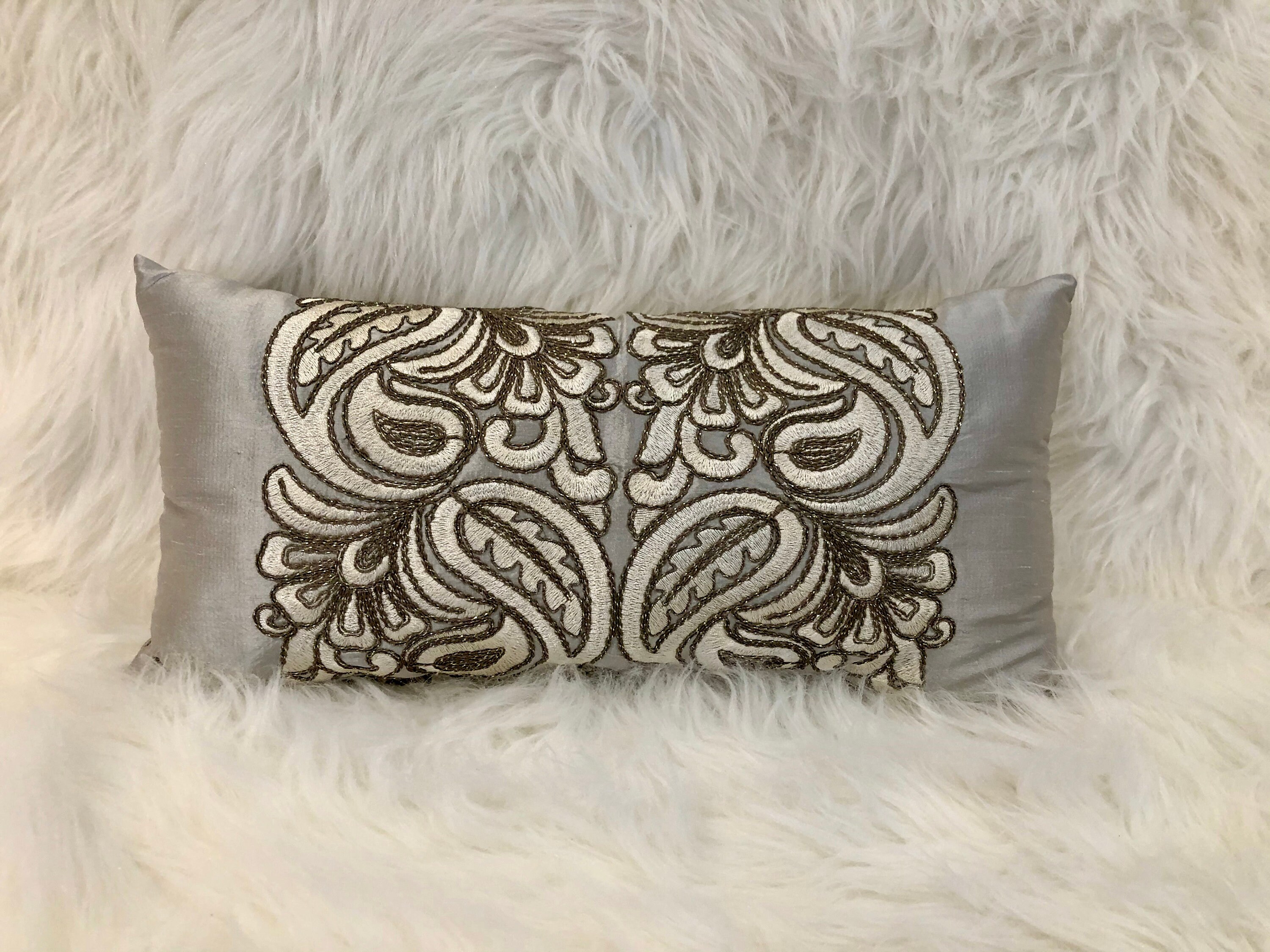 Silk Embroidered Boudoir Mini Pillow READY TO SHIP Etsy