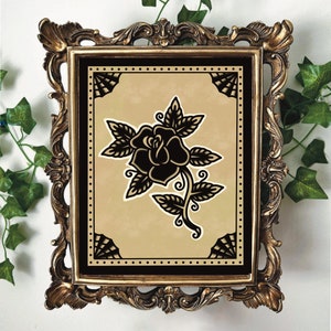 American Traditional Rose Tattoo Flash Art Print