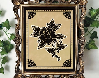Yellow Roses Traditional Tattoo Flash Art Print - Etsy