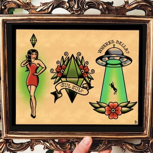 American Traditional The Sims Tattoo Flash Sheet Art Print
