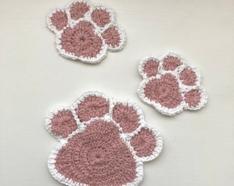 Cute Dog/Cat Paw Print Coasters/Pot Holders | DIGITAL CROCHET PATTERN | Small Size