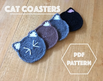 Crochet Cat Coaster Pattern | Beginner Friendly (Digital Download)