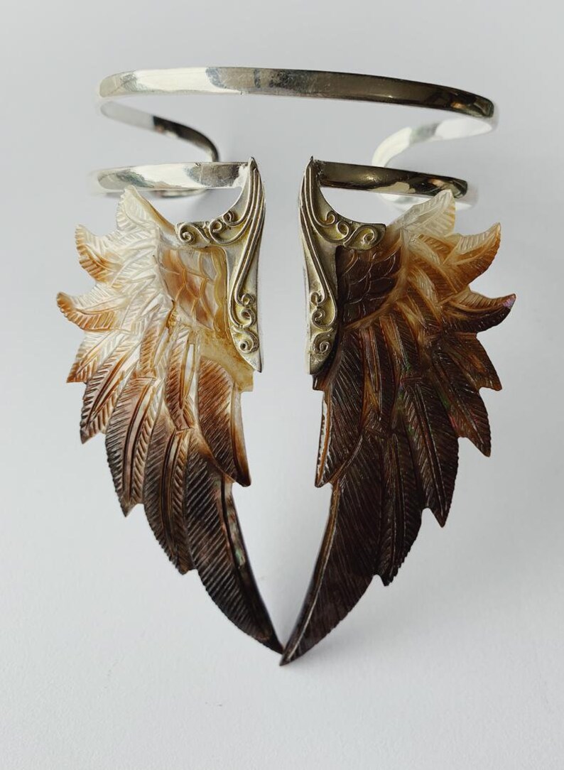 Hand Carved Balinese Winged Talisman Bracelet Brass Magic Fantasy