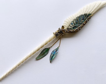 Hand Carved Balinese Wand Winged Hair Stick Magic Fantasy
