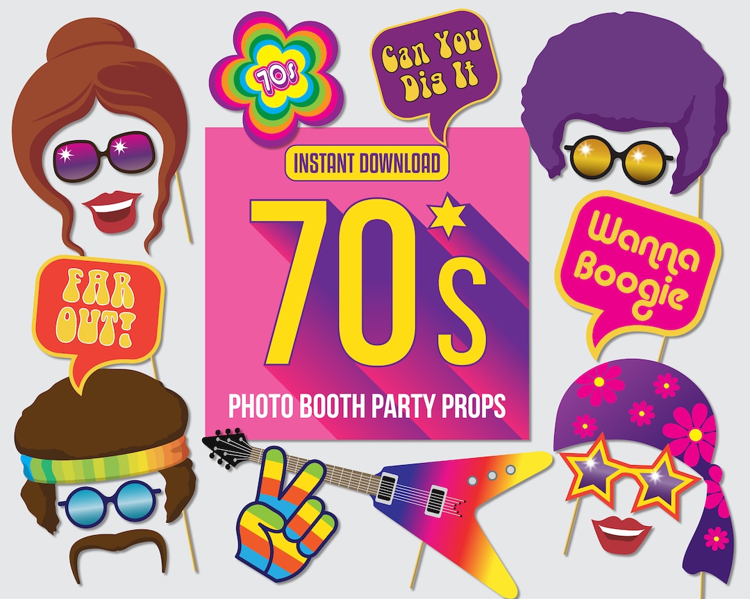 70s Photo Props Printable Party Props 1970s Photo Booth - Etsy
