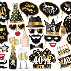 40th Birthday Photo Booth Props - 40 Today - Party Props - Printable PDF - Fortieth Birthday Party - Birthday - Instant Download. No.9 of 66