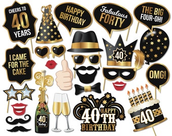 40th Birthday Photo Booth Props - 40 Today - Party Props - Printable PDF - Fortieth Birthday Party - Birthday - Instant Download. No.9 of 66