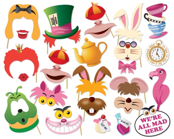 Alice in Wonderland Photo Booth Props Mad Hatter The Orginal and Best 27 Party Props Printable PDF Instant Download. 20 of 66