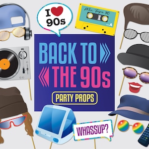 90s Printable Photo Booth Props - 90s Style Photobooth Props - 37 x  Printable Photo Booth Birthday Party Props - Instant Download. 30 of 66