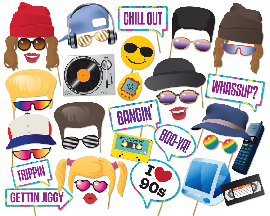 90s Printable Photo Booth Props 90s Style Photobooth Props | Etsy