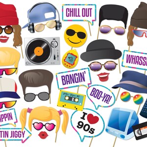 90s Printable Photo Booth Props 90s Style Photobooth Props 37 X ...